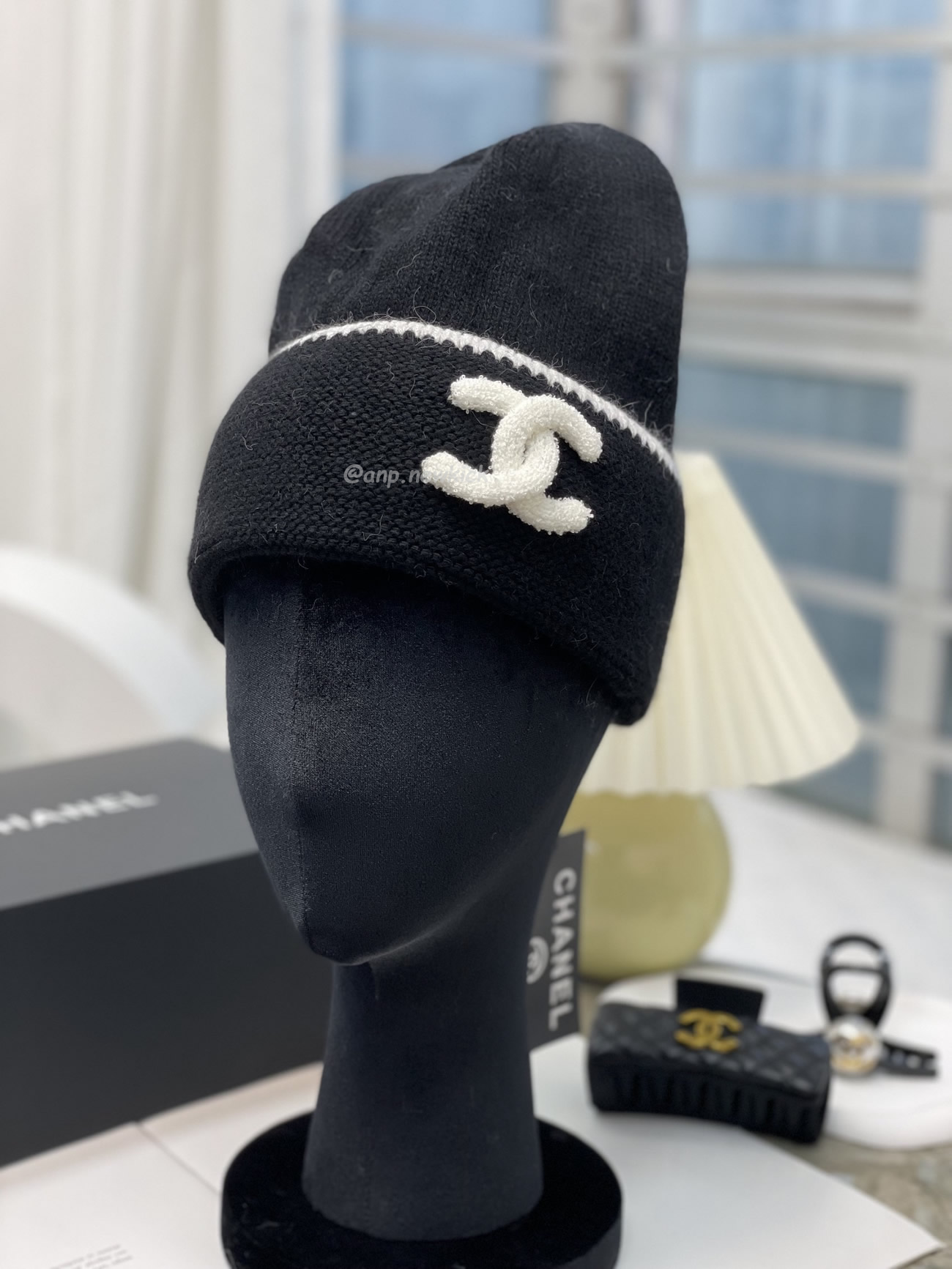 Chanel Cc Logo Black Beanie Hat (4) - newkick.org